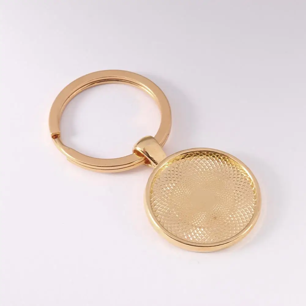 KC Gold 5 шт./лот, брелок с подвеской, Безель, пустая, подходит для 25 мм, камея, стекло, кабошон, основа, установка, сделай сам, брелок для ключей, принадлежности для ювелирных изделий - Цвет: KC Gold
