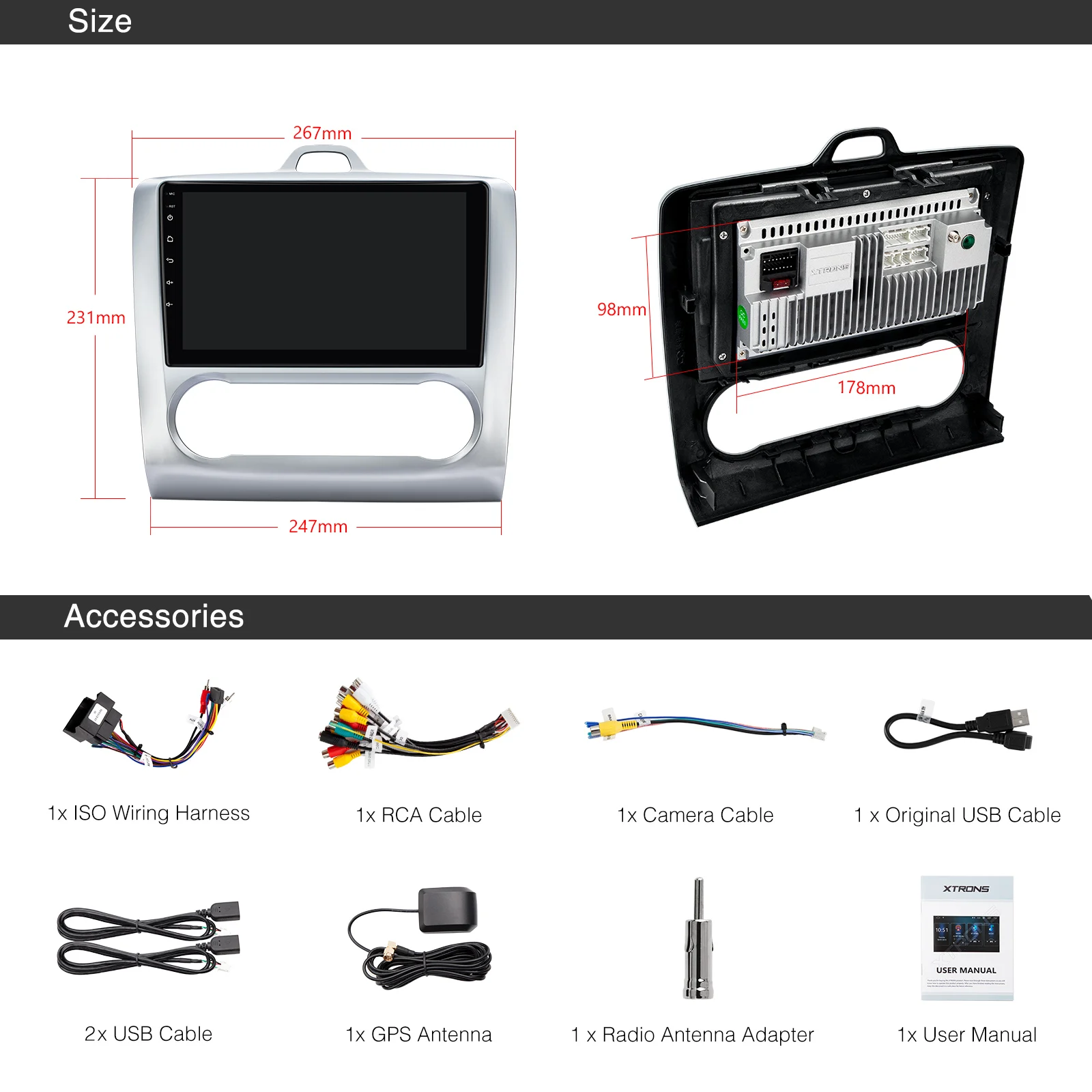 Автомобильный стереопроигрыватель XTRONS 9 дюймов Android 10 0 для FORD Focus 2 II 2007- 2011