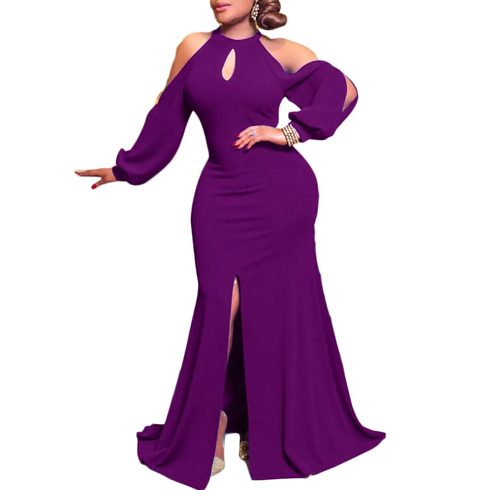 

2021 New African Dresses For Women Large Size Long Robe Split Sexy Dress Ankara Dashiki Vestido Evening Party Elegant Lady Gown