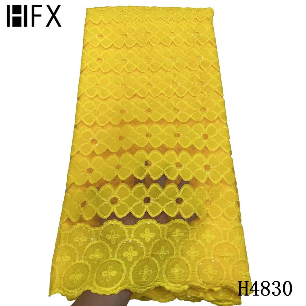 

HFX Latest 2021 Nigerian peach hole Lace Fabric Embroidery African Lace Fabric with Sequins French Mesh Lace for Party H4830