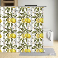 cartoons lemon shower curtain flower bee green leaf honey fabric polyester waterproof cloth bathroom decor bath screen with hook