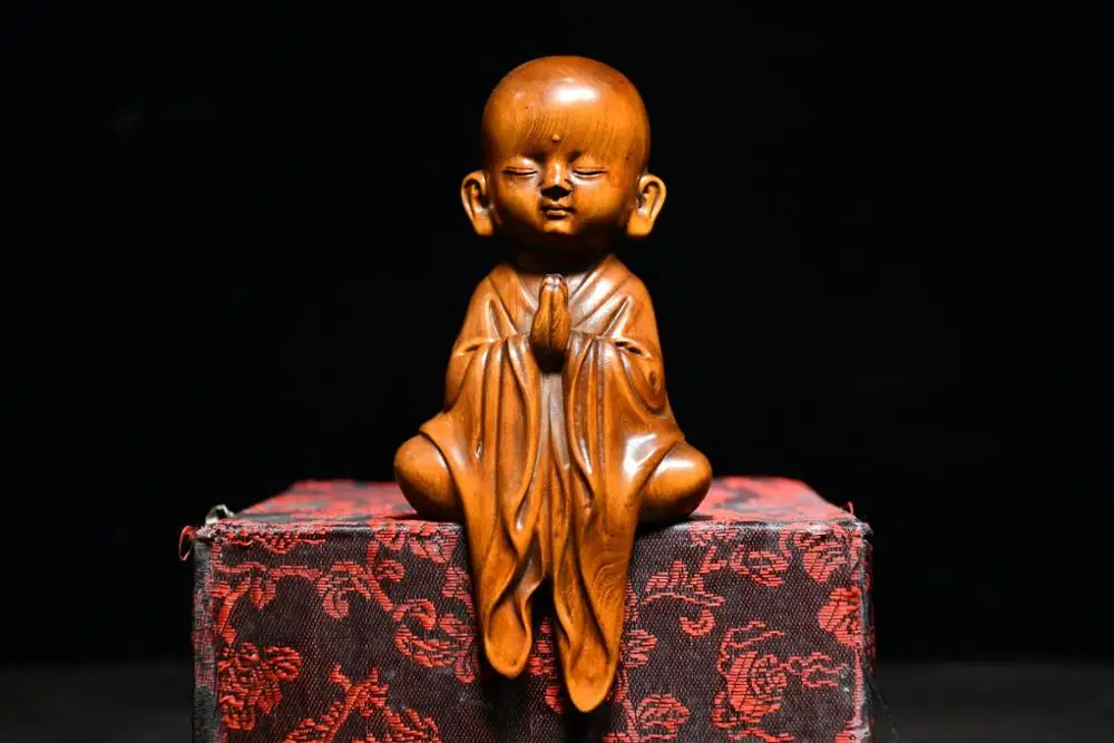 

Домашний Декор 5 "Китайская Коллекция старый самшита маленькая фигурка монаха Статуэтка Будда Амитабха закрепить Будды