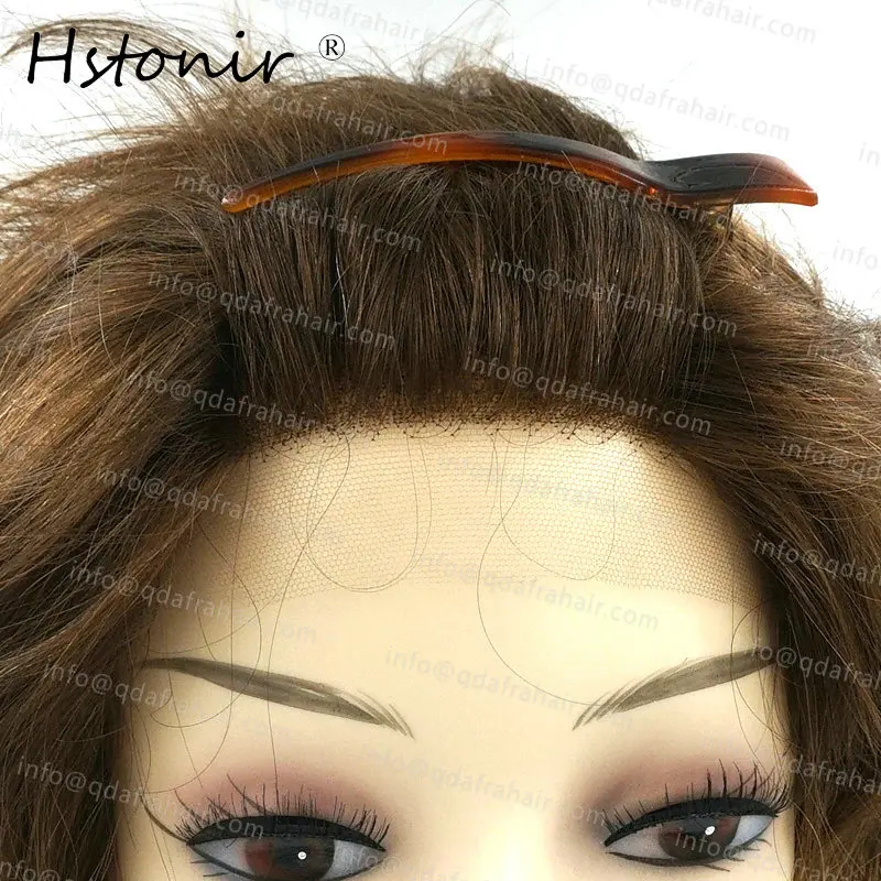 Hstonir натуральные волнистые волосы европейские Remy французское кружево спереди с