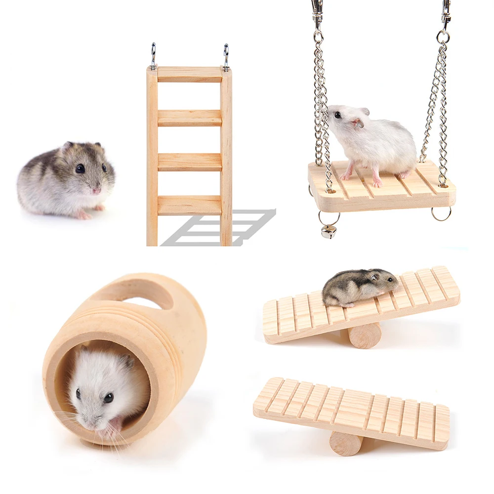 

Natural Small Pet Toys Hamster Guinea Pig Mice Squirrel Seesaw Swing Toys Wooden Ladders Toy for Rats Rodents Ferret Accessories