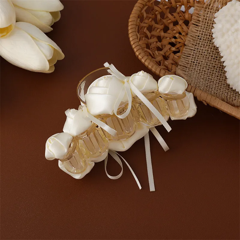 

New Korean White Cloth Rose Flower Big Hair Claws For Women Hair Accessories Tools Holder Clips Wholesale