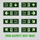 Огонь Безопасность знак выхода Предупреждение руководство вывески Светящиеся в темноте Стикеры лестница Холл отеля подвала Ночное видение знак