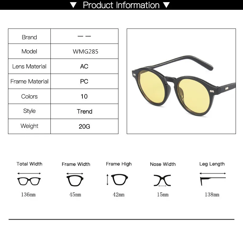 Мужские и женские круглые очки VWKTUUN Винтажные Солнцезащитные в оправе с