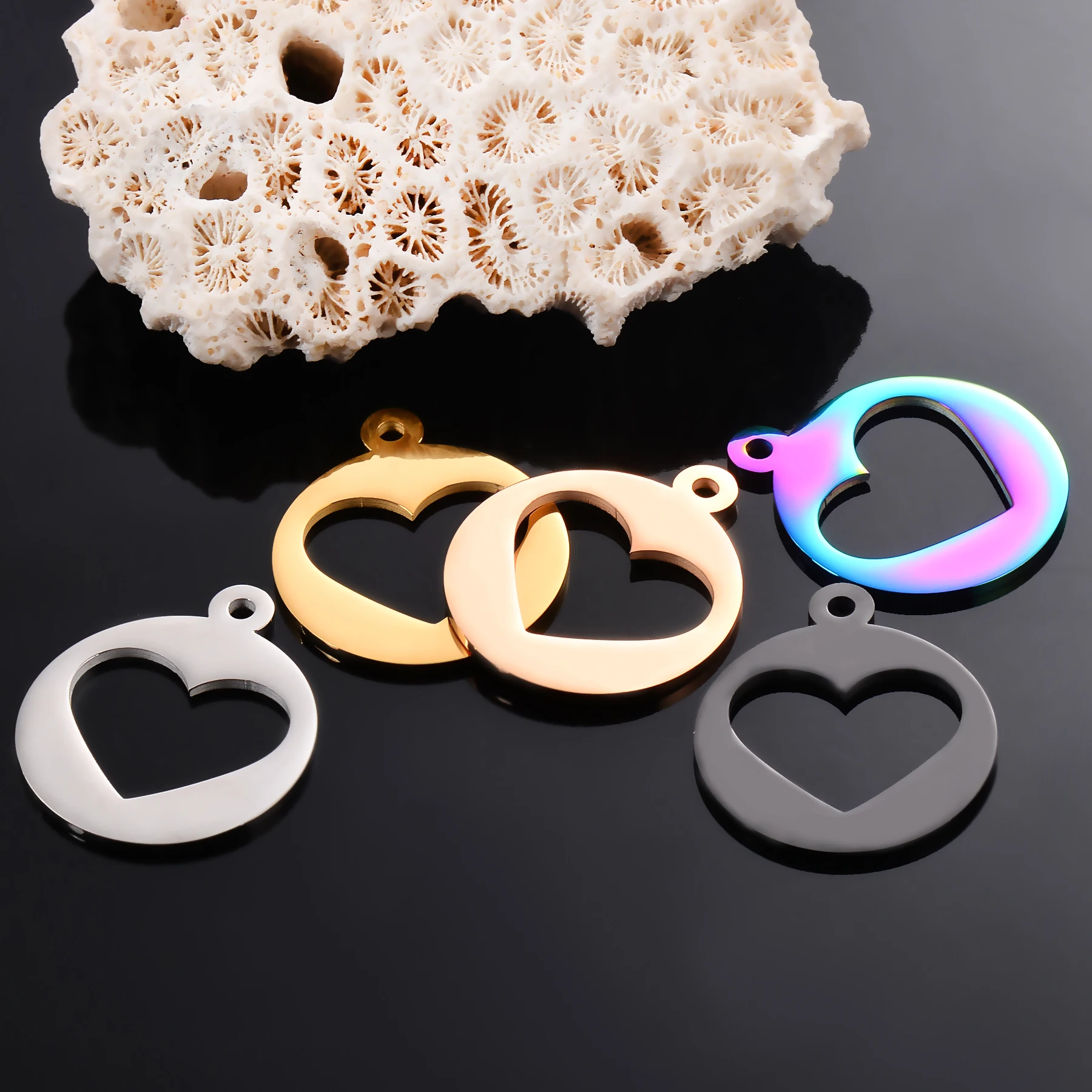 

10pcs Stainless Steel Heart Dog Tag Pendant Necklace Round Dog ID Tags Jewelry Accessories Pet ID Tag Charm 5 Colors Wholesale