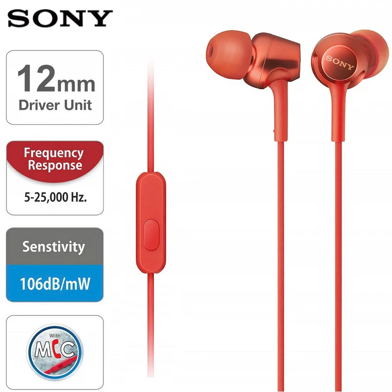

Оригинальные проводные наушники-вкладыши SONY MDR-EX255AP, 3,5 мм, для музыки, с микрофоном, для смартфонов Xiaomi, Huawei