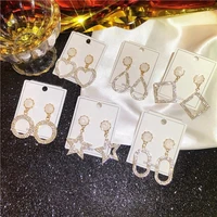 2021 new fashion drop earrings for women 925 sterling silver elegant cubic zirconia pendant earrings korean dangle earrings