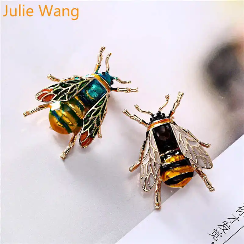 Julie Wang Цветная брошь в виде насекомого шмеля пчелы для мужчин эмалированные Броши