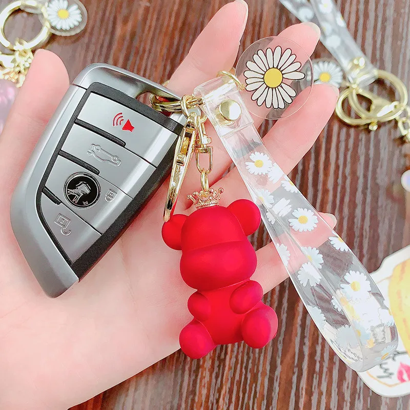 

Cartoon Cute transparent crown bear Keychain For Women Deer Doll Key Ring Key chain Charm Bag Car Key Ring Jewelry 2020