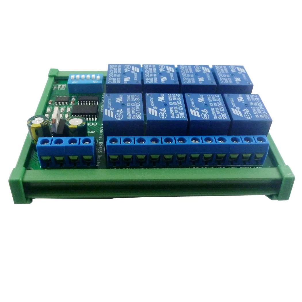Релейная плата DC 12V 8 Ch RS485 Modbus RTU UART переключатель дистанционного управления DIN35 Rail