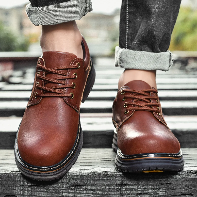 

Men's Casual Shoes lace up Trend Wild Fashion Men's Shoes Low Top Shoes Men genuine Leather Shoes Men Zapatos De Hombre