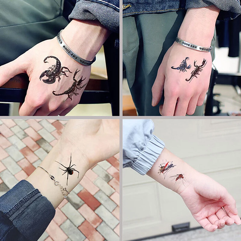 3D Паук-Скорпион временные тату-наклейки Хэллоуин искусственная татуировка