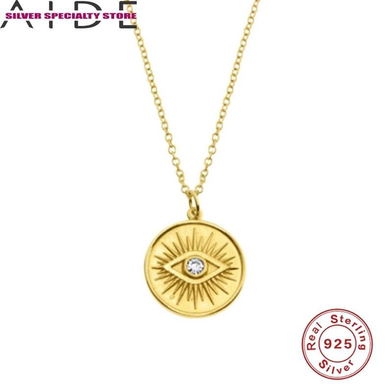 

AIDE Eye Zircon Clavicle Chain 925 Sterling Silver Necklace For Women Fine Jewelry Choker Gold Necklace Collares Bijoux Collar