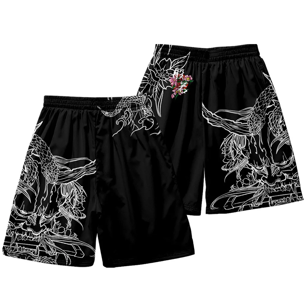 

Summer Breathable Loose Casual Black Printing Shorts Men Shorts Beach Short Plus Size 6XL