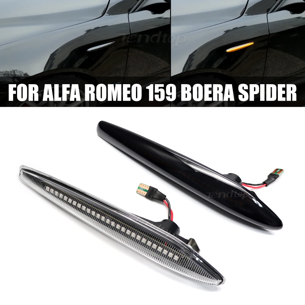 

2pcs LED Dynamic Side Marker Lights For Alfa Romeo 159 / 159 Sportwagon Boera Spider Typ 939 2005-2012 Turn Signal Blinker Lamps