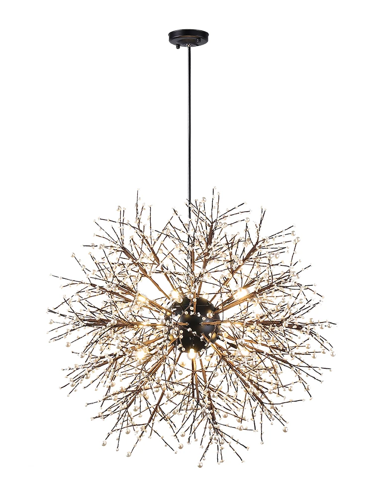 

Modern Simple Bough Ball Shape Chandelier Living Room Dining Room Fashion Study Clothing Store Pearl Iron Chandelier