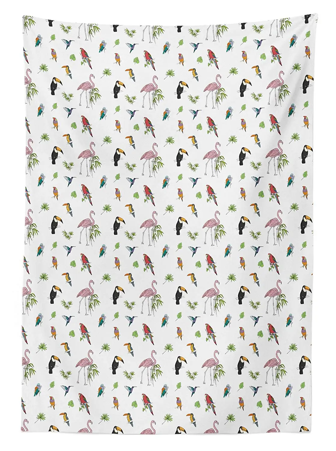 Скатерть с изображением птиц красочные тропические животные Фламинго Cockatoo