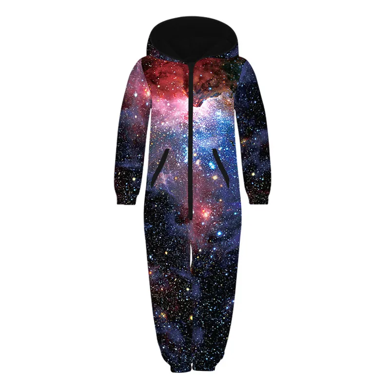 Raisvern Galaxy/детские комбинезоны с 3D принтом; комбинезоны унисекс с капюшоном и принтом; Свободный комбинезон с карманами для мальчиков и девочек; осень г - Цвет: Pattern 1