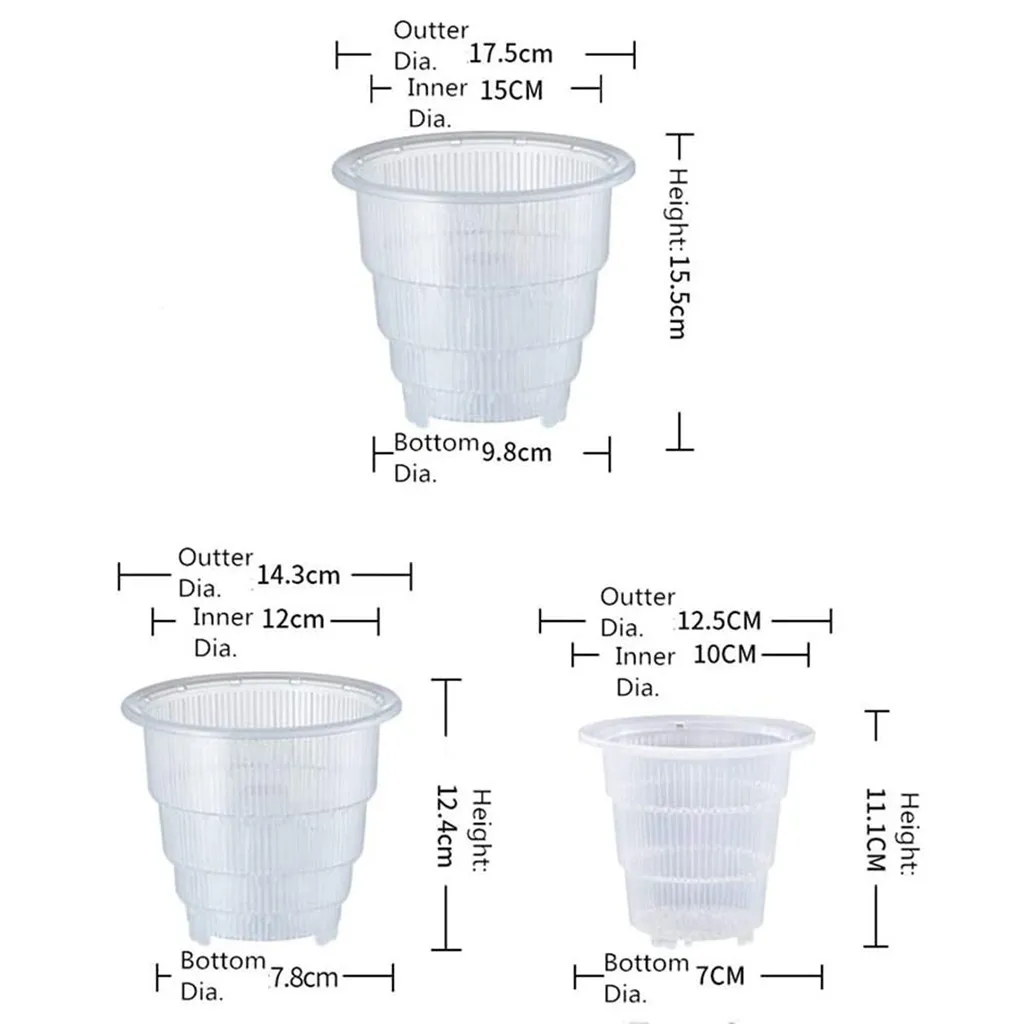 

1pcs net pot flower pot plastic transparent root-controlled orchid container flower pot home gardening decoration 10/12/15cm