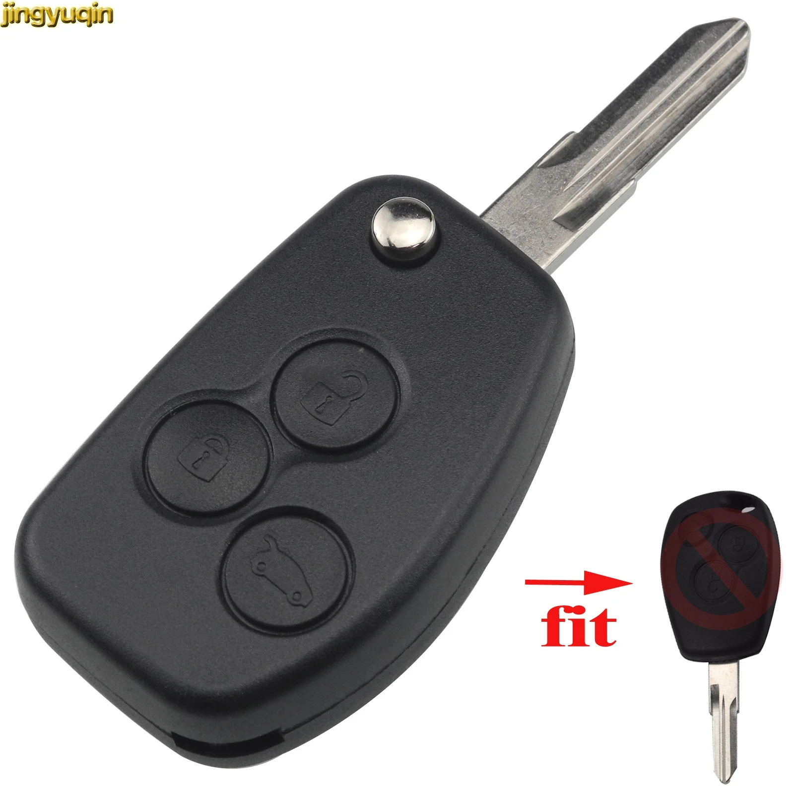 Jingyuqin дистанционный флип чехол для ключа автомобиля Renault Kangoo Dacia Logan Clio Sandero VAC102 3
