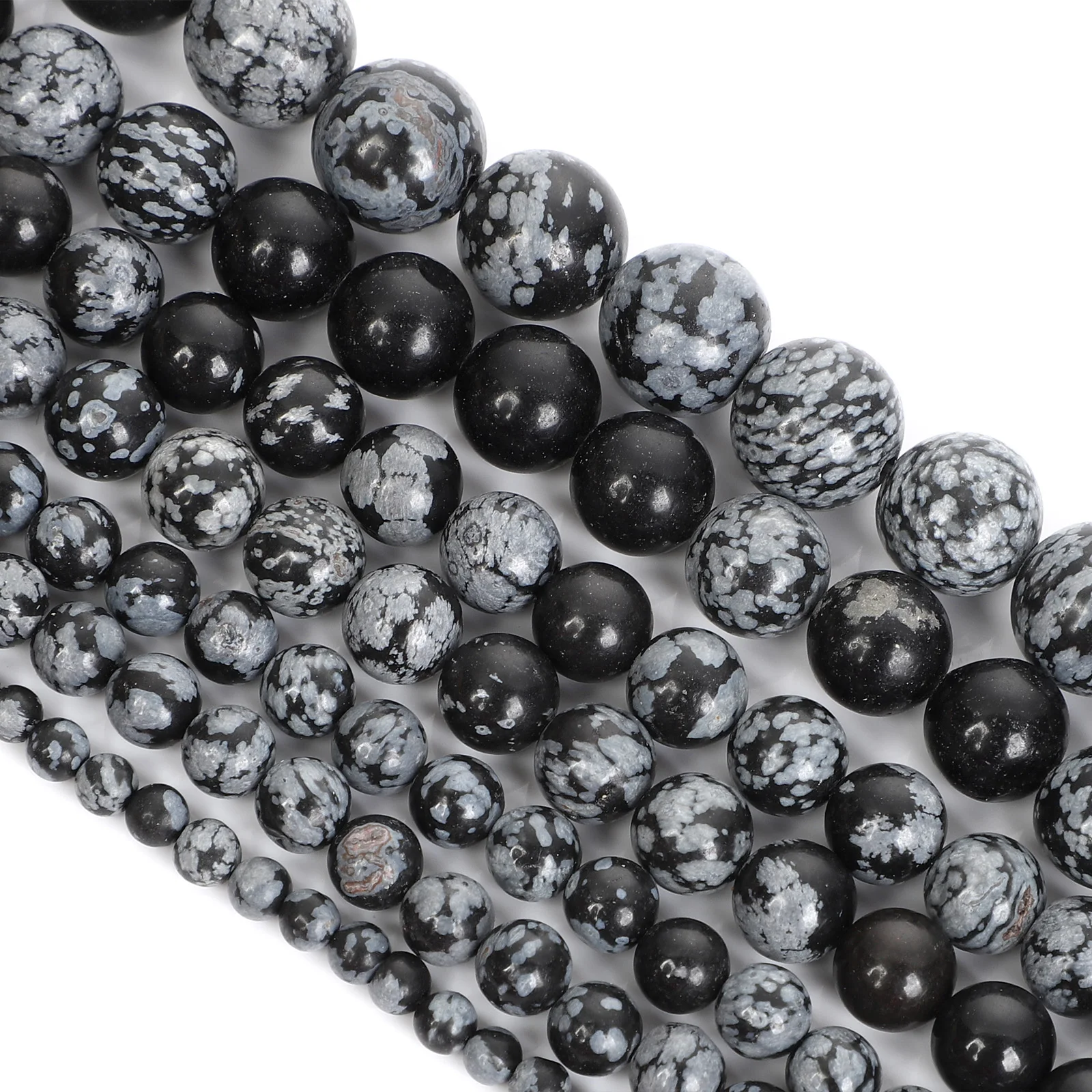 Бусины из натурального камня нитка 15 дюймов обсидиан снежинка круглые бусины