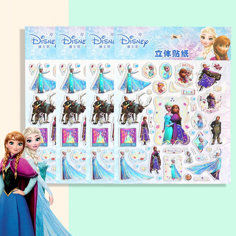Disney Cartoon Frozen Princess Elsa Anna Mickey Minnie Bubble Stickers Snow White Sofia Labels For Kids Notebook Decor | Игрушки и хобби