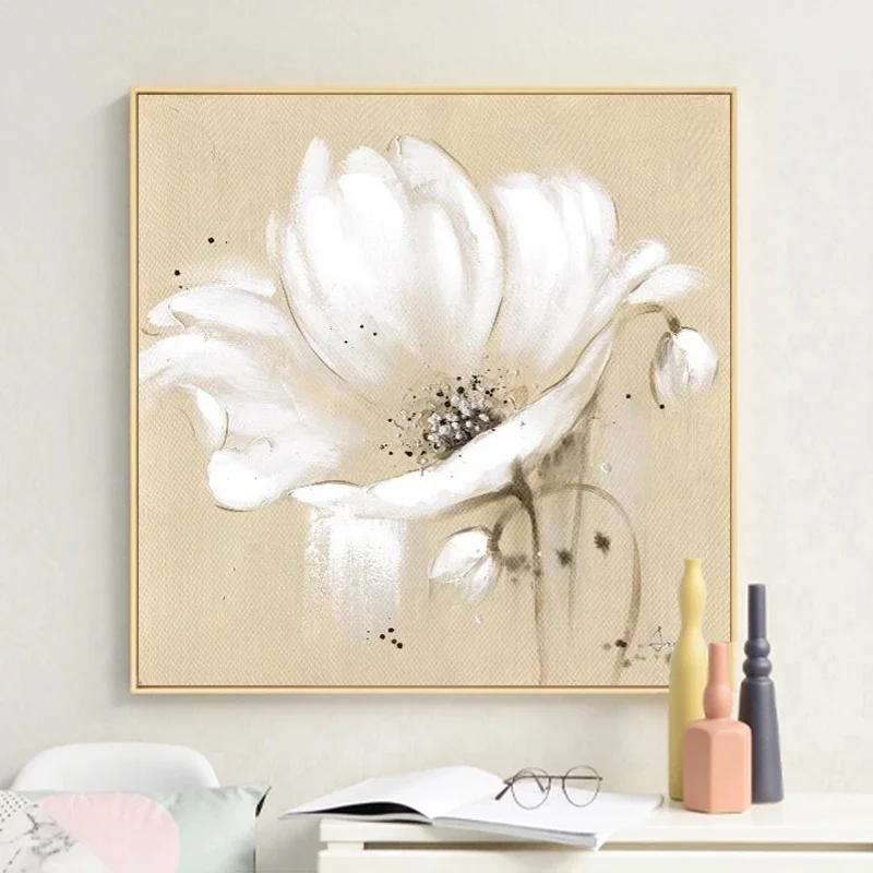 

Large Flowers Canvas Art Wall Paintings Home Decor White Abstract Flowers Art Prints Modern Pictures For Living Room Cuadros