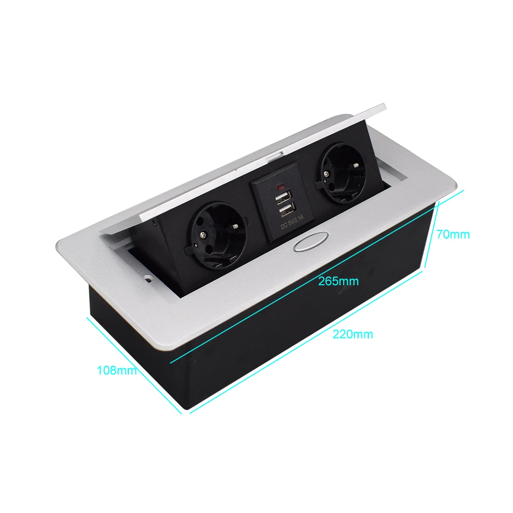 

USB Chargers for Conference Room Kitchen Countertop with 1.5m power cord Damped Multimedia Socket Connection Box with Socket and