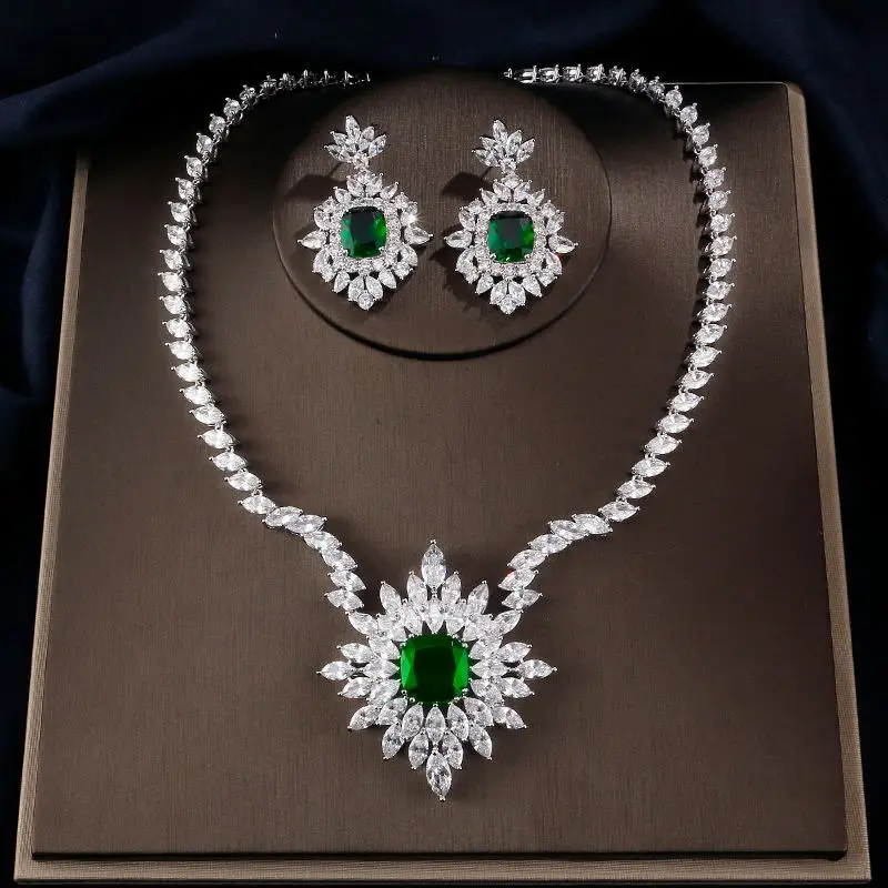 RAKOL Дубай красный цвет кубического циркония цветок большой кулон ожерелье серьги