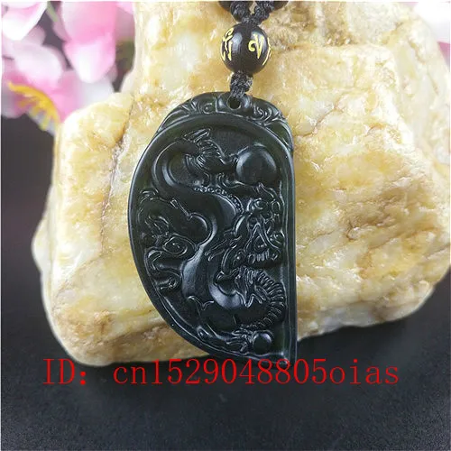 Ожерелье с подвеской из натурального китайского черного и зеленого нефрита