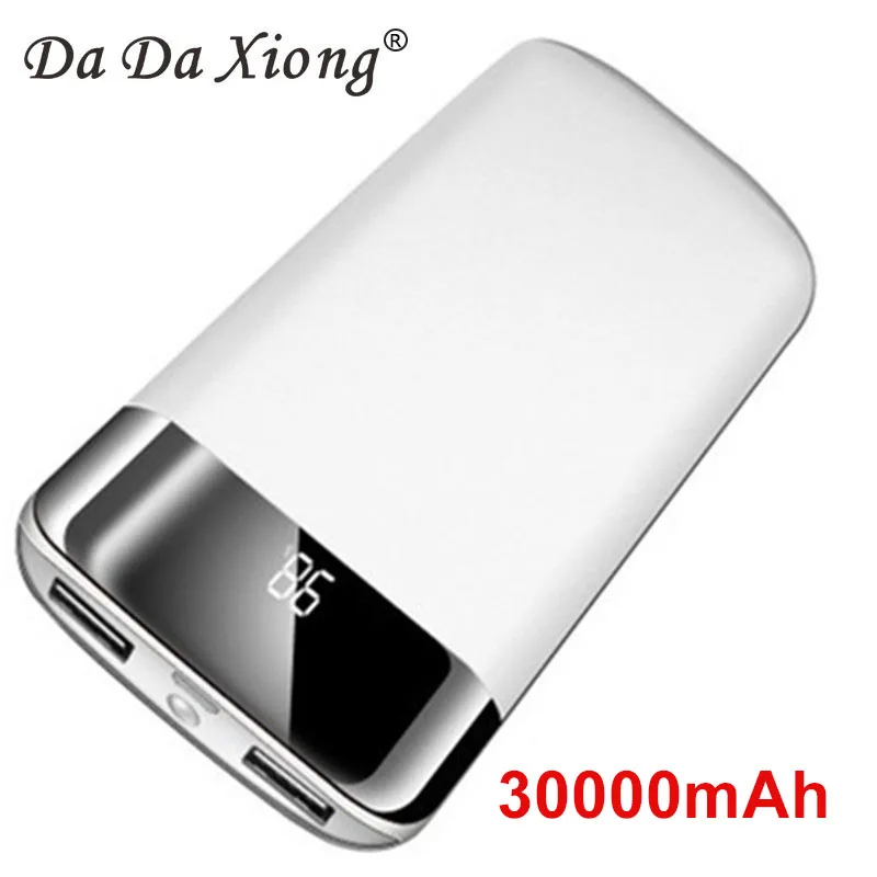 30000mah power bank external battery poverbank 2 usb led powerbank portable mobile phone charger for xiaomi iphone 7 8 samsung free global shipping