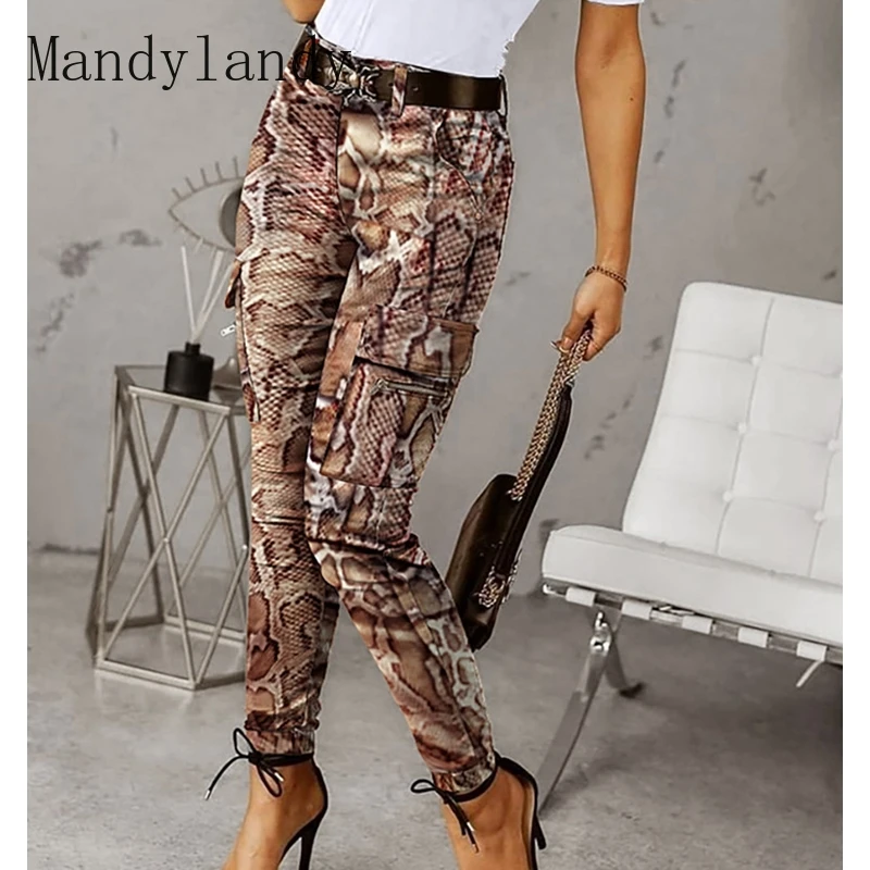 

Mandylandy Casual Streetwear Trousers Summer Women Pants High Waist Serpentine Floral Print Casual Pencil Pants Mid Waist