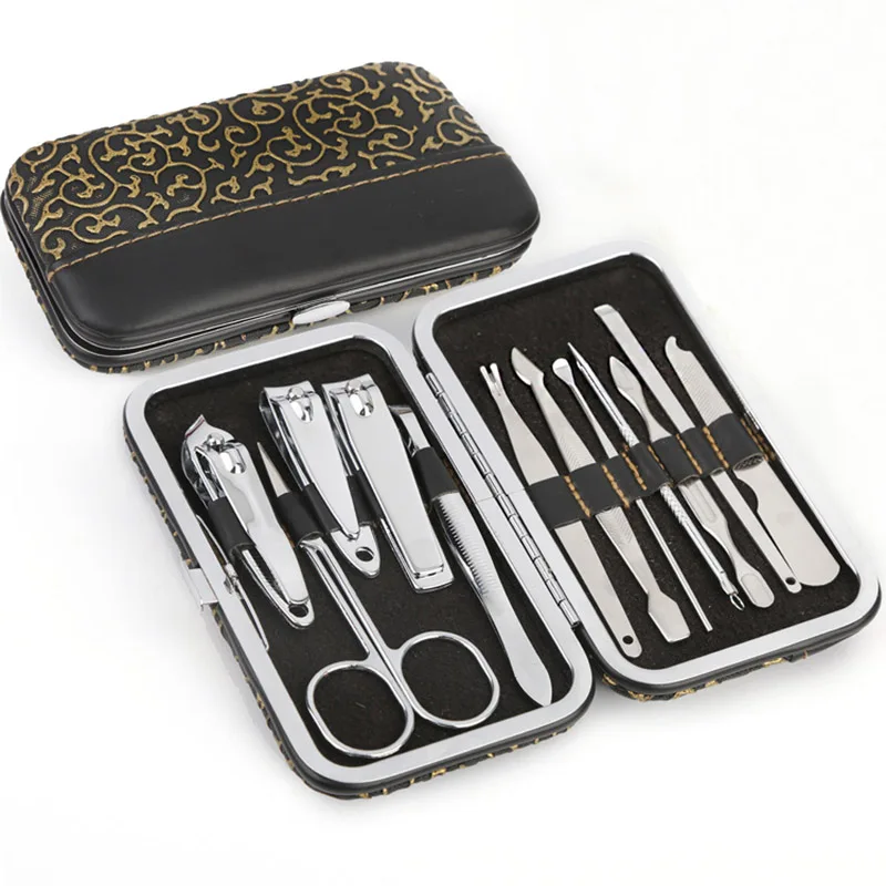 

Hot Nail Clippers Set 12 in 1 Nail Clipper Kit Nail Care Set Pedicure Scissor Tweezer Ear Pick Utility Manicure Set Tools SS