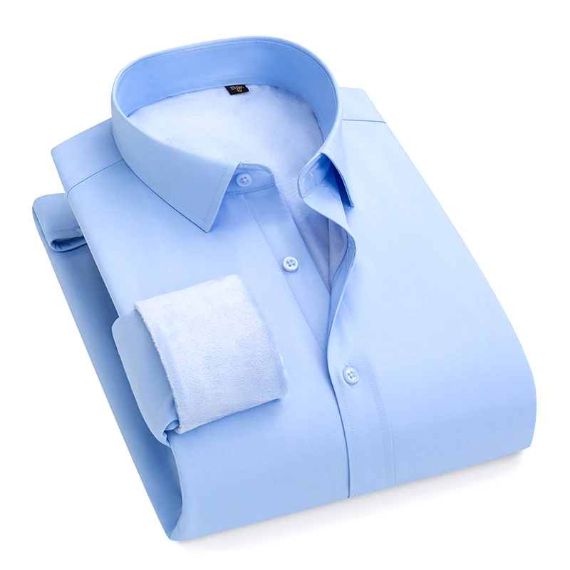 

Мужская теплая рубашка из бамбукового волокна, мужские рубашки с длинным рукавом, зимние толстые однобортные мужские деловые рубашки с плю...