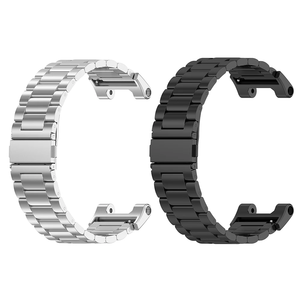 

Stainless Steel Smart Watch Strap Replacement for Huami Amazfit T-Rex Pro/T-Rex Metal Wrist Band Smartwatch Strap Black/Silver
