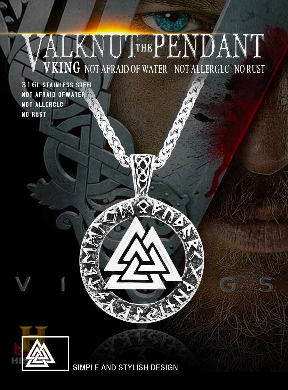 Beier lavic Norway Valknut языческий амулет кулон для мужчин ожерелье скандинавский Викинг ювелирные изделия символ Одина норвежский викинг воин