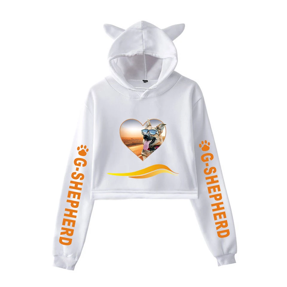 

german shepherd Cat Ear Hoody Women hot Fashion lovely Team Sweatshirt Pullovers german shepherd Korean Hoodies white casual top