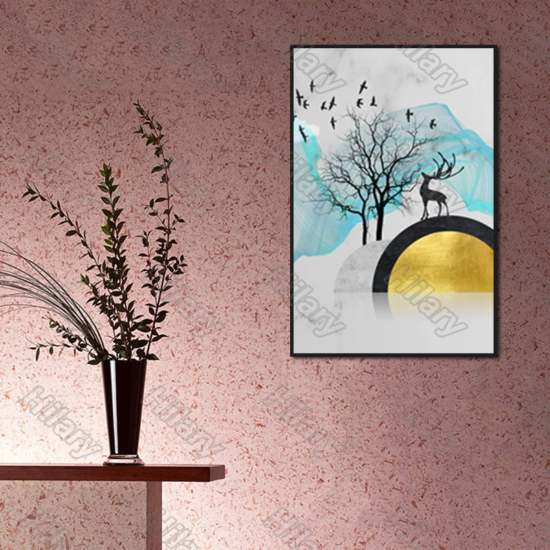 

Landscape Animal Abstract Golden Posters Canvas Painting and Prints Wall Pictures Decoration for Living Room and Bedroom 3Pcs