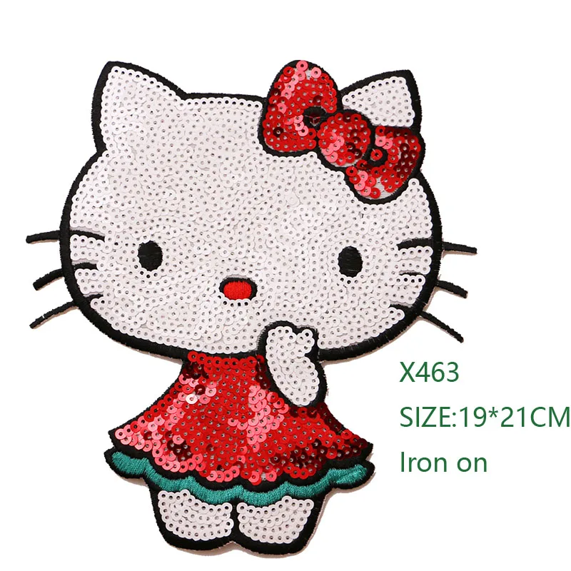 1 PCS Kitty superhero bear Cartoon Sequin icon Iron on Patch for Clothing DIY Stripes Clothes Patchwork Stickers Custom Badges | Дом и сад