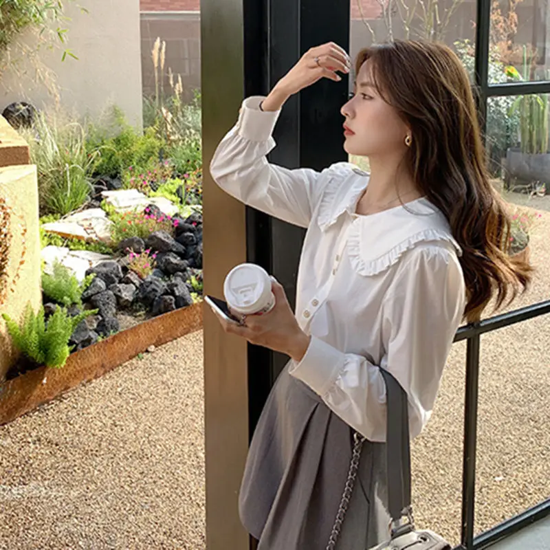 

Shirts Women Solid 2021 Spring Korean Style Chic Trendy Casual Blouses Elegant Vintage Womens Streetwear Y341