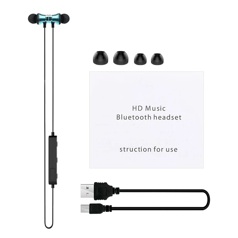 

Wireless Bluetooth Headphones Sports Neckband Magnetic Earphones Stereo Earbuds Music Metal Headset With Mic For Smartphones