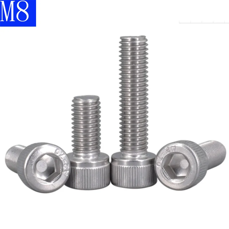 

M8 x 1,25/8 мм 304 нержавеющая сталь головная крышка s Винты Шестигранная головная головка с шестигранной головкой DIN 912 A2 / 70