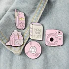 Модная креативная мультяшная розовая брошь Ins Tide Милая школьная сумка для телефона значок из сплава Личность дикая эмаль книги камера аксессуары