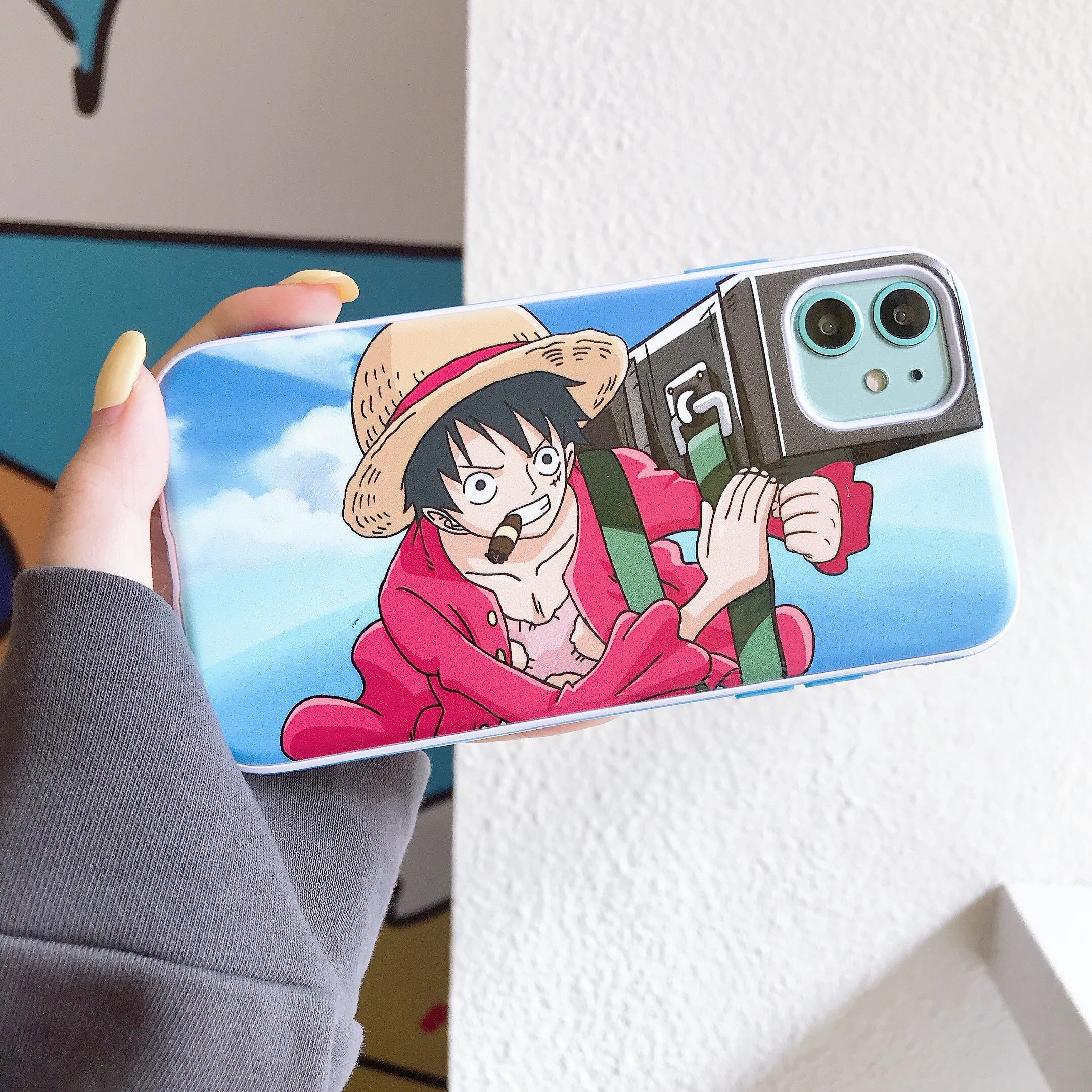 Флуоресцентный желтый One Piece funda Case for iphone 11 Pro Max Japan Anime Luffy Zoro Naruto TPU back cover for iPhone XR XS Max 8 7 6 6S Plus Coque - Цвет: Флуоресцентный желтый