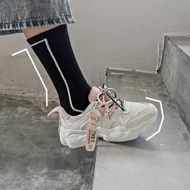 Кроссовки на платформе трендовая женская обувь толстой подошве для тренировок