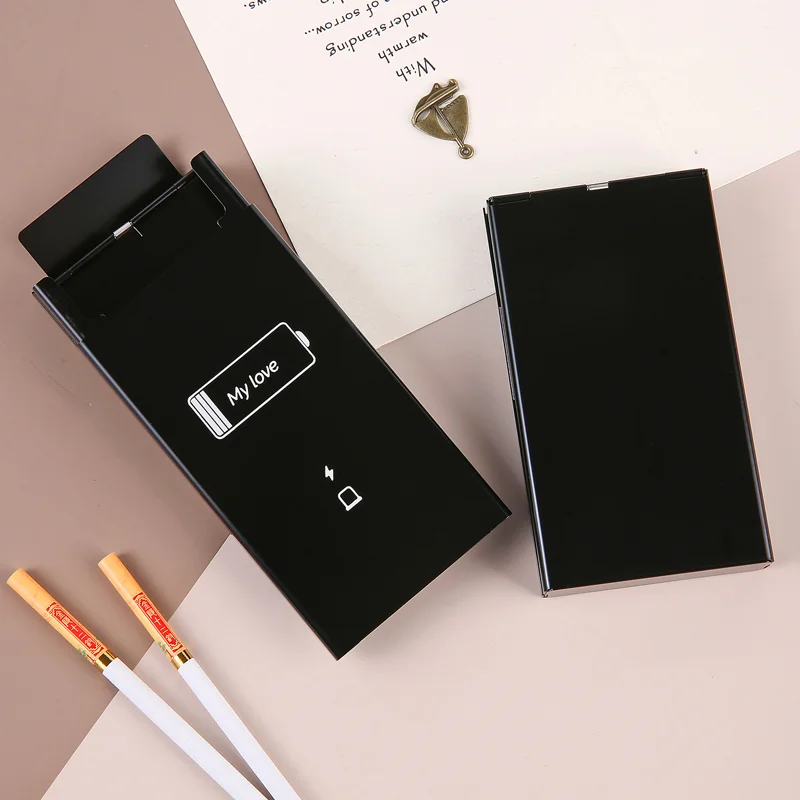 Алюминиевый металлический милые слайд ультра тонкий тонкая сигарета чехол для