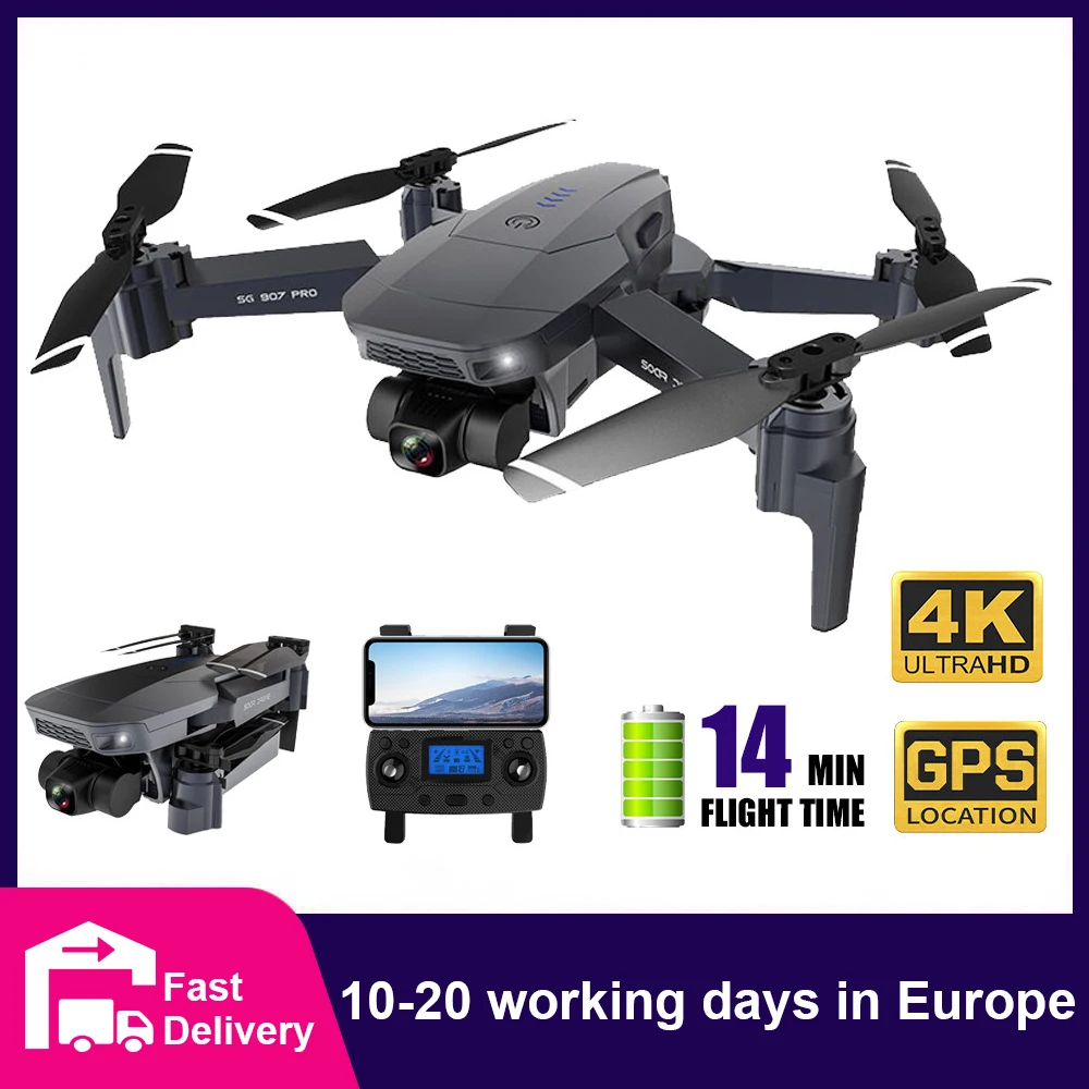 Дрон CONUSEA SG907 Pro 4K с 2-осевой шарнирной HD-камерой GPS Дроны для начинающих